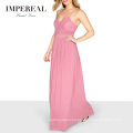 Spaghetti Strap Women Korean OEM Princess Party Floor Chiffon Dress Summer